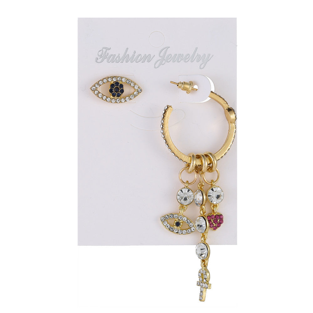 Fashion Geometric Eye Micro-inlay Cubic Zirconia Irregular Alloy Earrings
