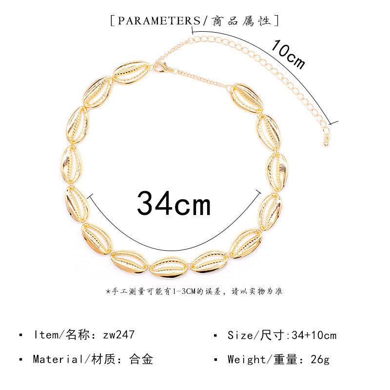 Fashion Shell Necklace Alloy Snake Chain for Women Beach Style