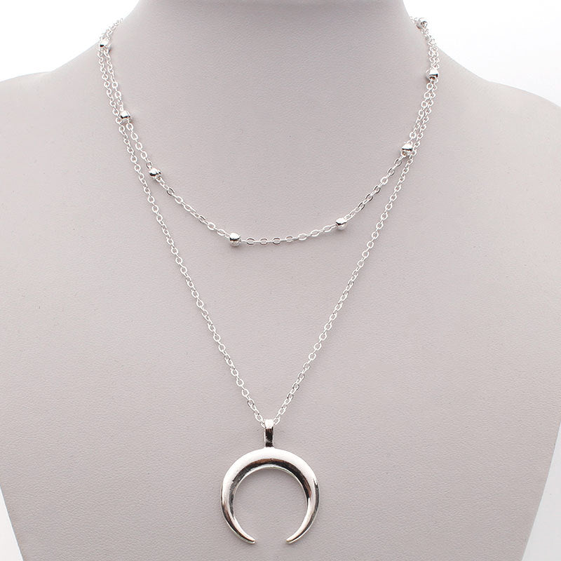 Women's Alloy Geometric Butterfly Crescent Moon Round Pendant Necklace Long Style Regular Chain