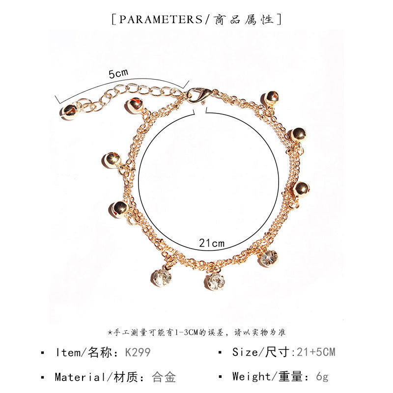 Tassel Bell Anklet Rhinestone Alloy Women's Minimalist Bohemian Anklet