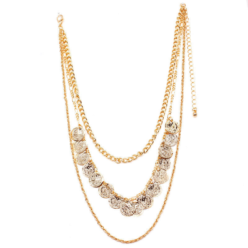 Bohemian Alloy Geometric Pendant Necklace Snake Chain