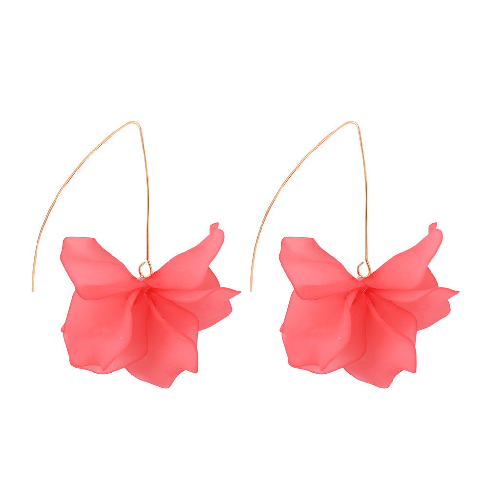 Pendientes colgantes de aleación con resina floral, dulces y atrevidos