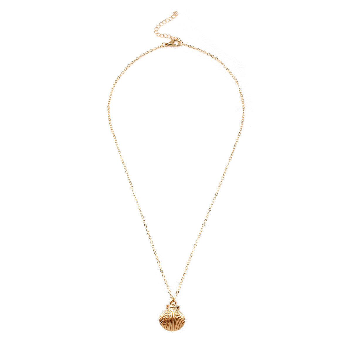 Minimalist Alloy Geometric Shell Pendant Necklace for Women Cross Chain