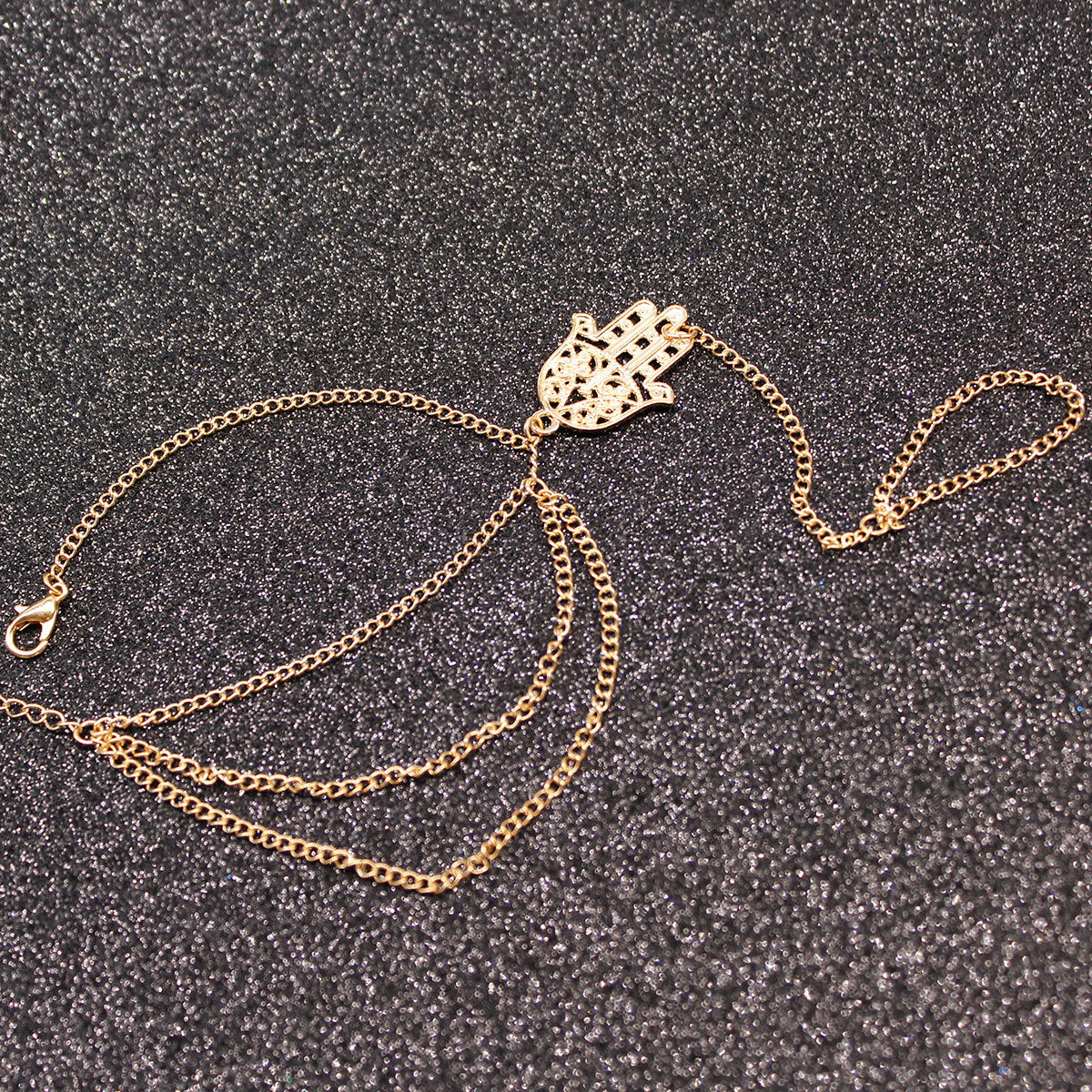 Buddha Hand Fringe Linked Chain Bracelet for Women Statement Streetwear Fashion Jewelry