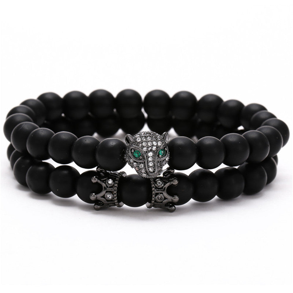 Sporty Matte Gold Plated Brass Geometric Animal Head Bracelet with Micro-set Cubic Zirconia for Unisex