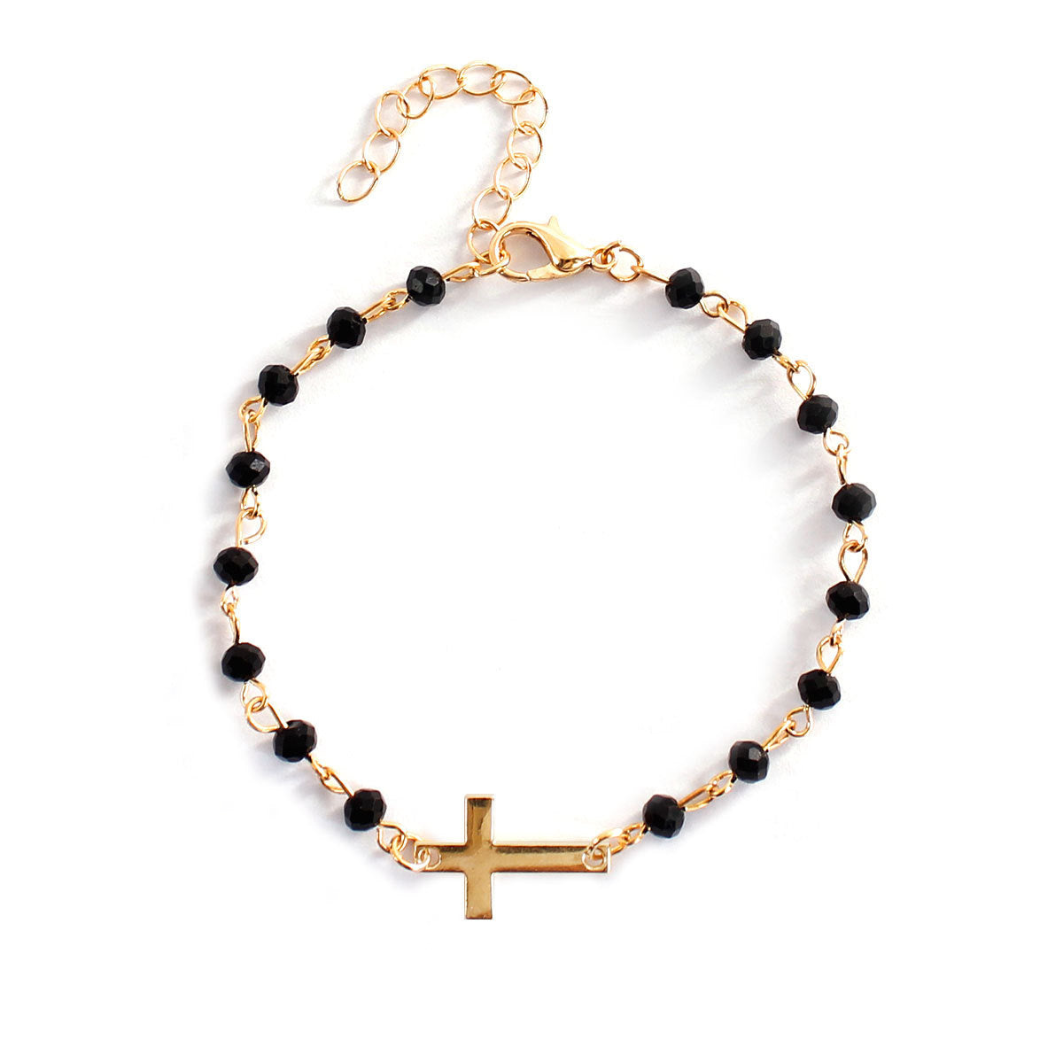 Geometric Cross Bracelet with Turquoise Beads Alloy Women's Handmade Jewelry Minimalist Fashion Accessory