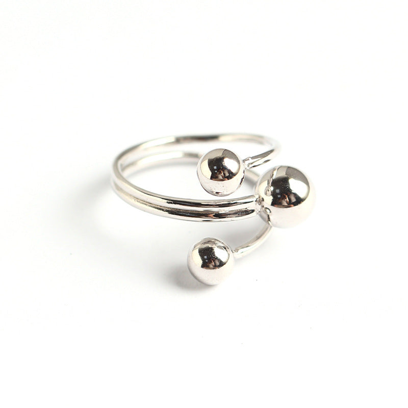 Anello da donna minimalista lucido geometrico rotondo in argento sterling 925
