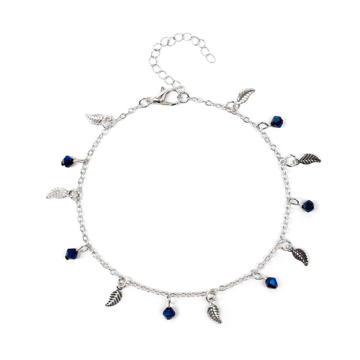 Minimalist Western Style Leaf Anklet with Tassel for Women Alloy Summer Foot Jewelry