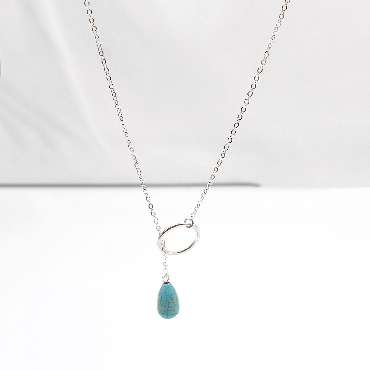 Minimalist Geometric Alloy Cross Chain Necklace for Women with Mother of Pearl Inlay