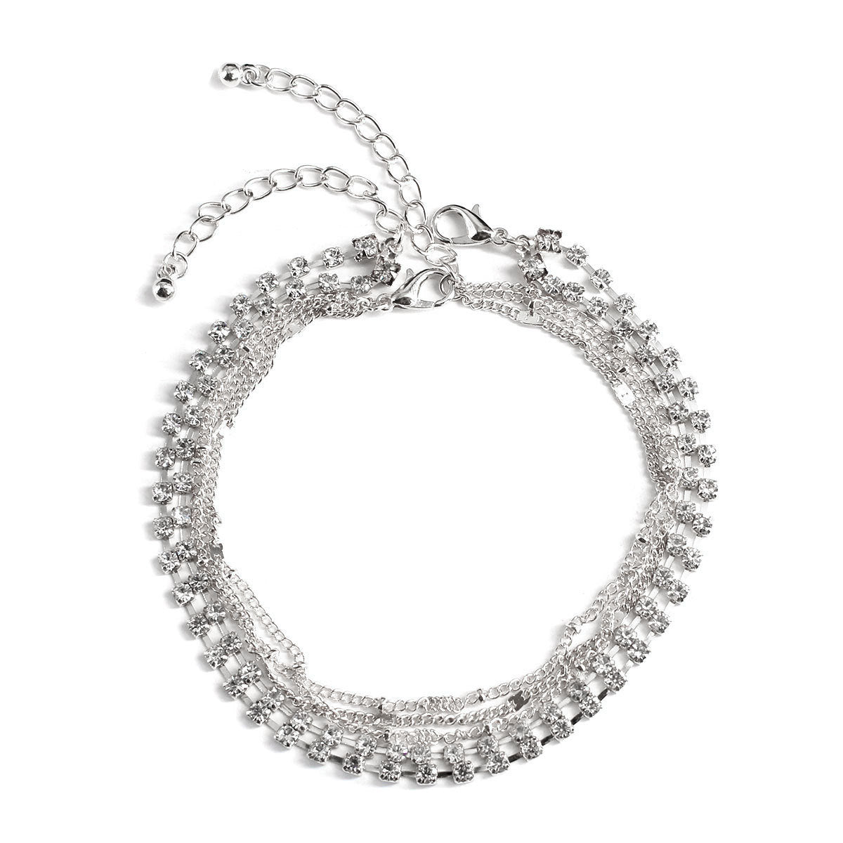 Minimalist Metal Rhinestone Beaded Anklet for Women