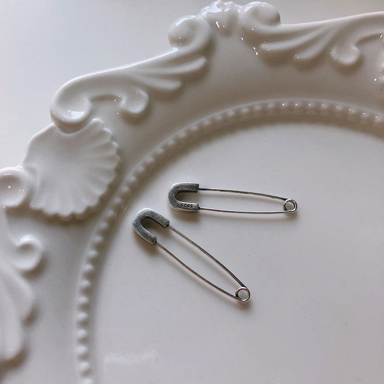 Vintage 925 Sterling Silver Teardrop Pin Earrings for Women