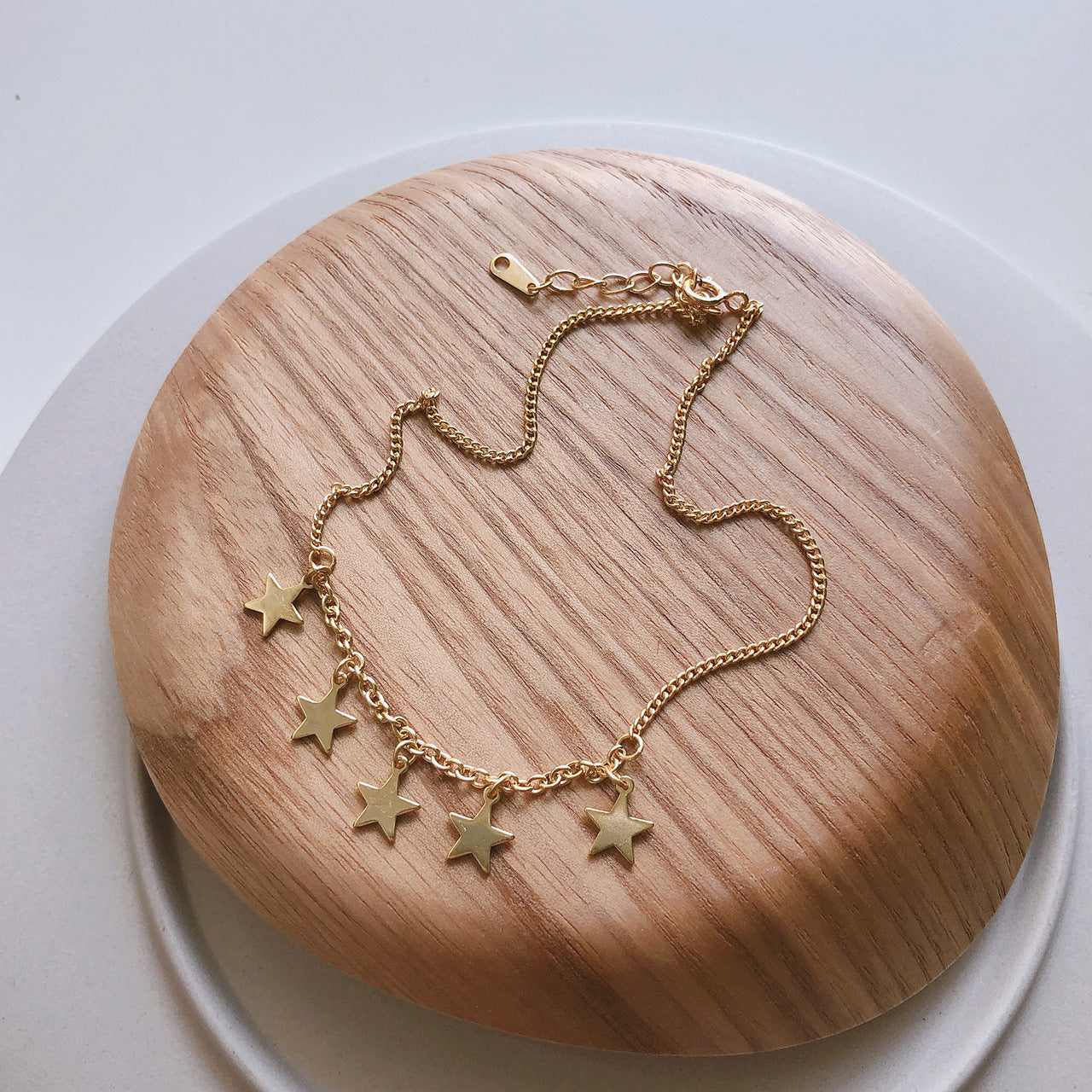 Minimalist 925 Sterling Silver 18K Gold Plated Star Anklet for Women