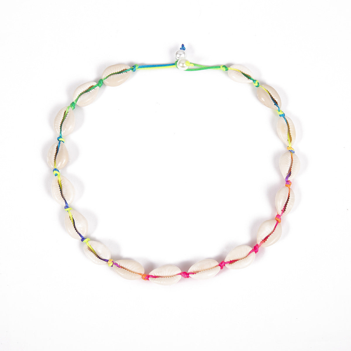 Minimalist Geometric Shell Pendant Necklace with Waxed Cord Adjustable Chain for Women