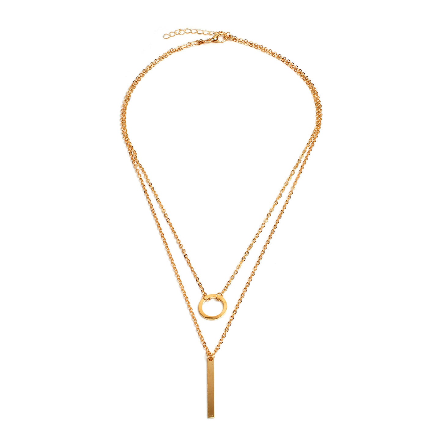 Women's Multi-Layer Metal Circle Bar Tassel Necklace