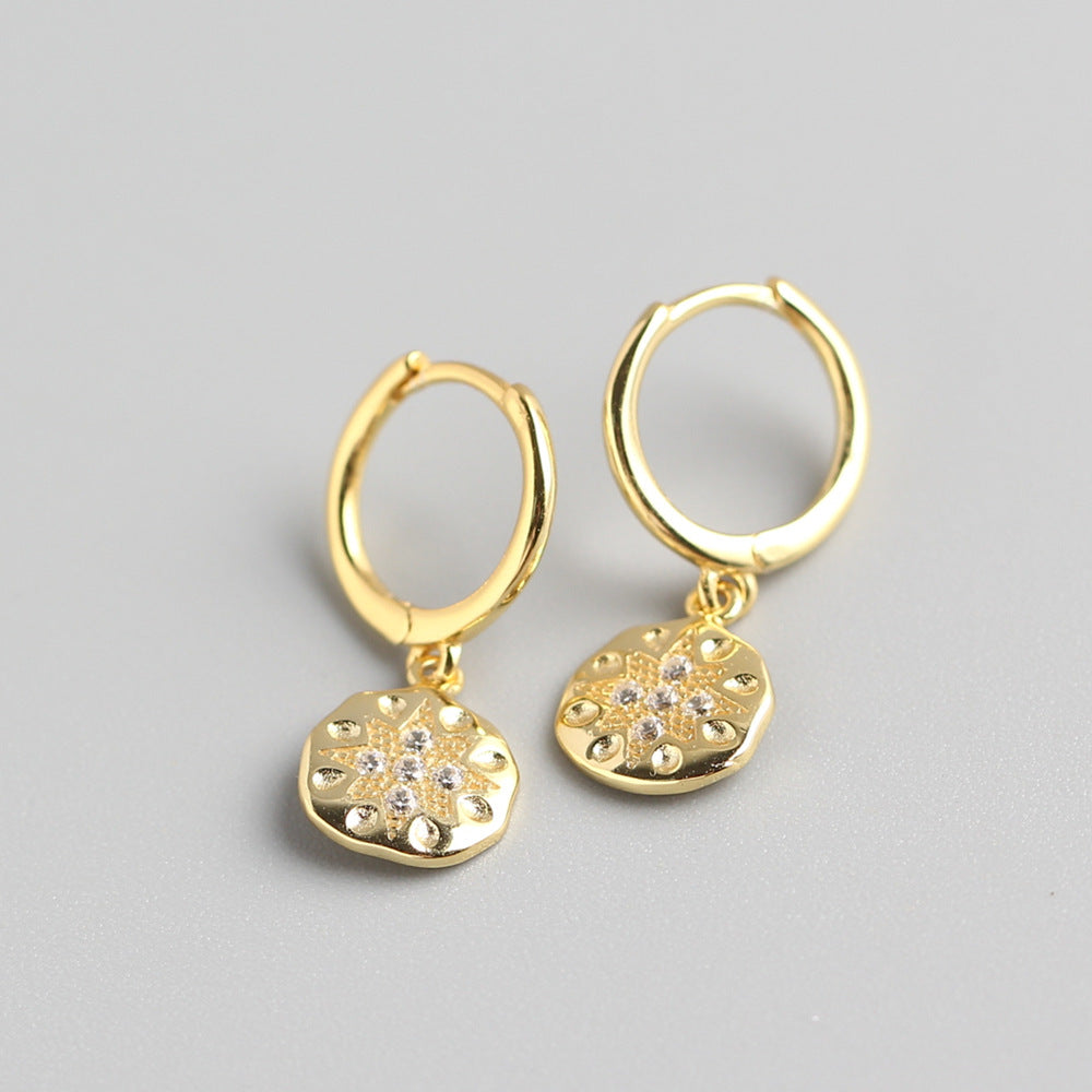 Luxury 925 Sterling Silver Star Inlay Rhinestone Earrings for Women