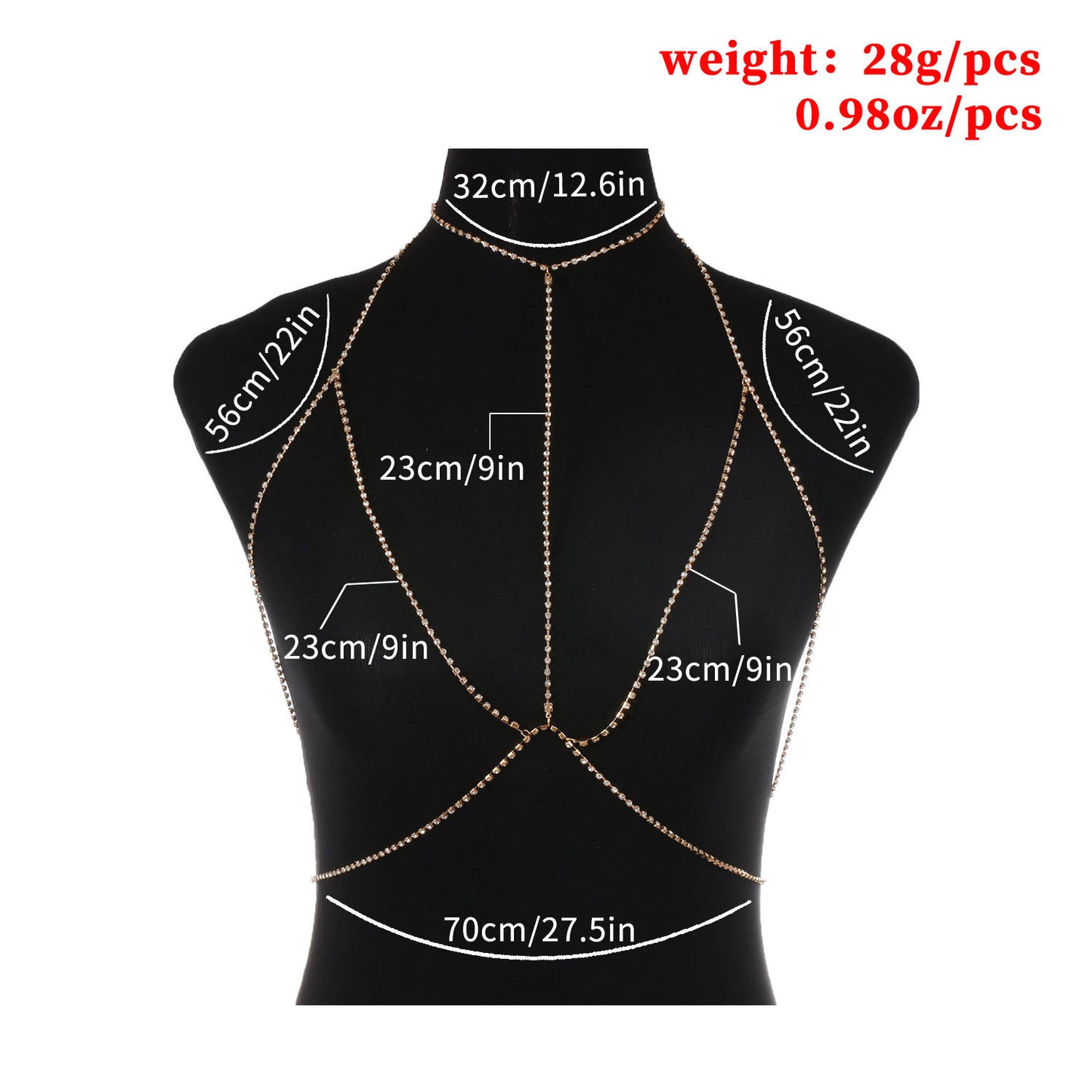 Punk Geometric Alloy Body Chain with Rhinestone for Women