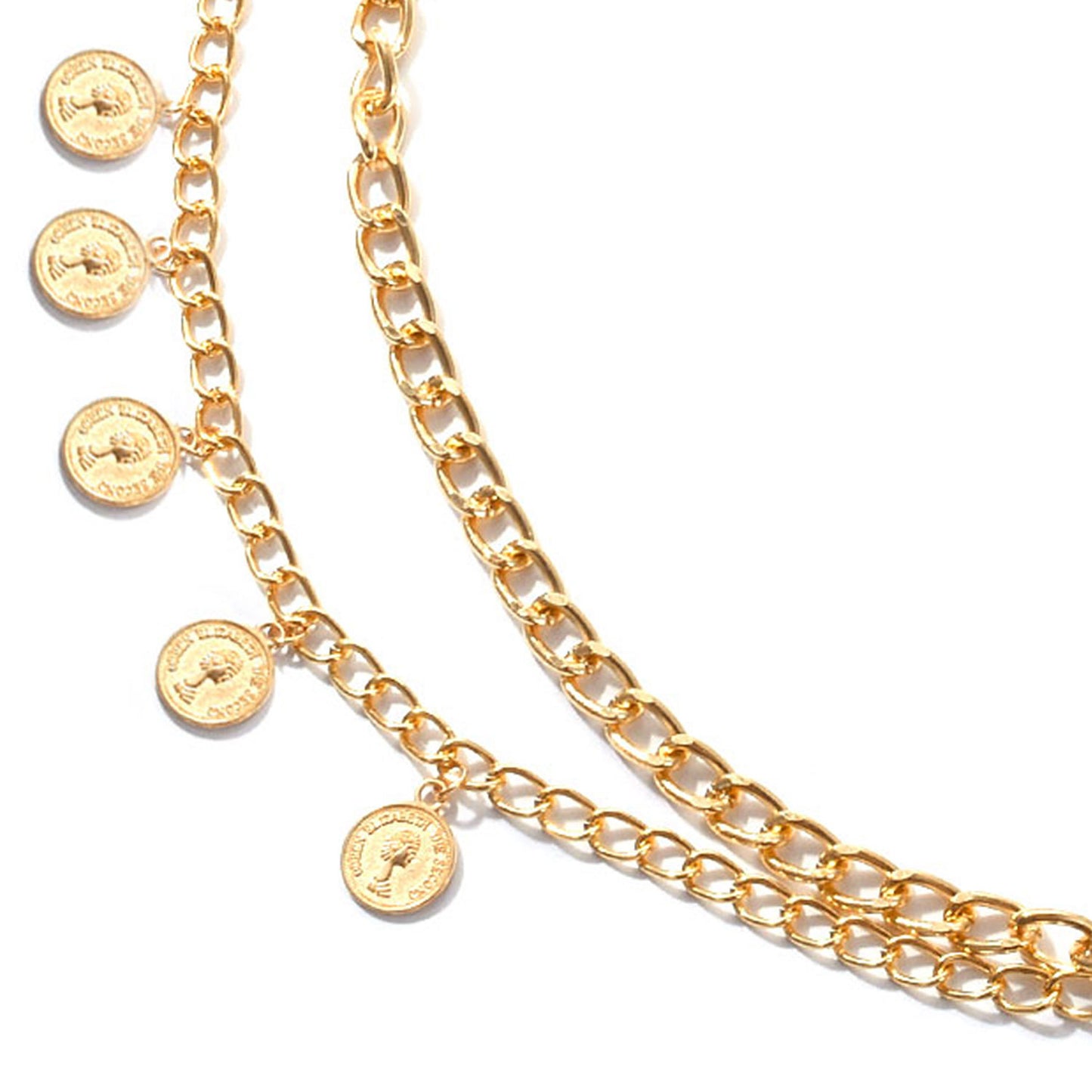 Punk Vintage Queen Head Silhouette Body Chain for Women Metal Waist Chain