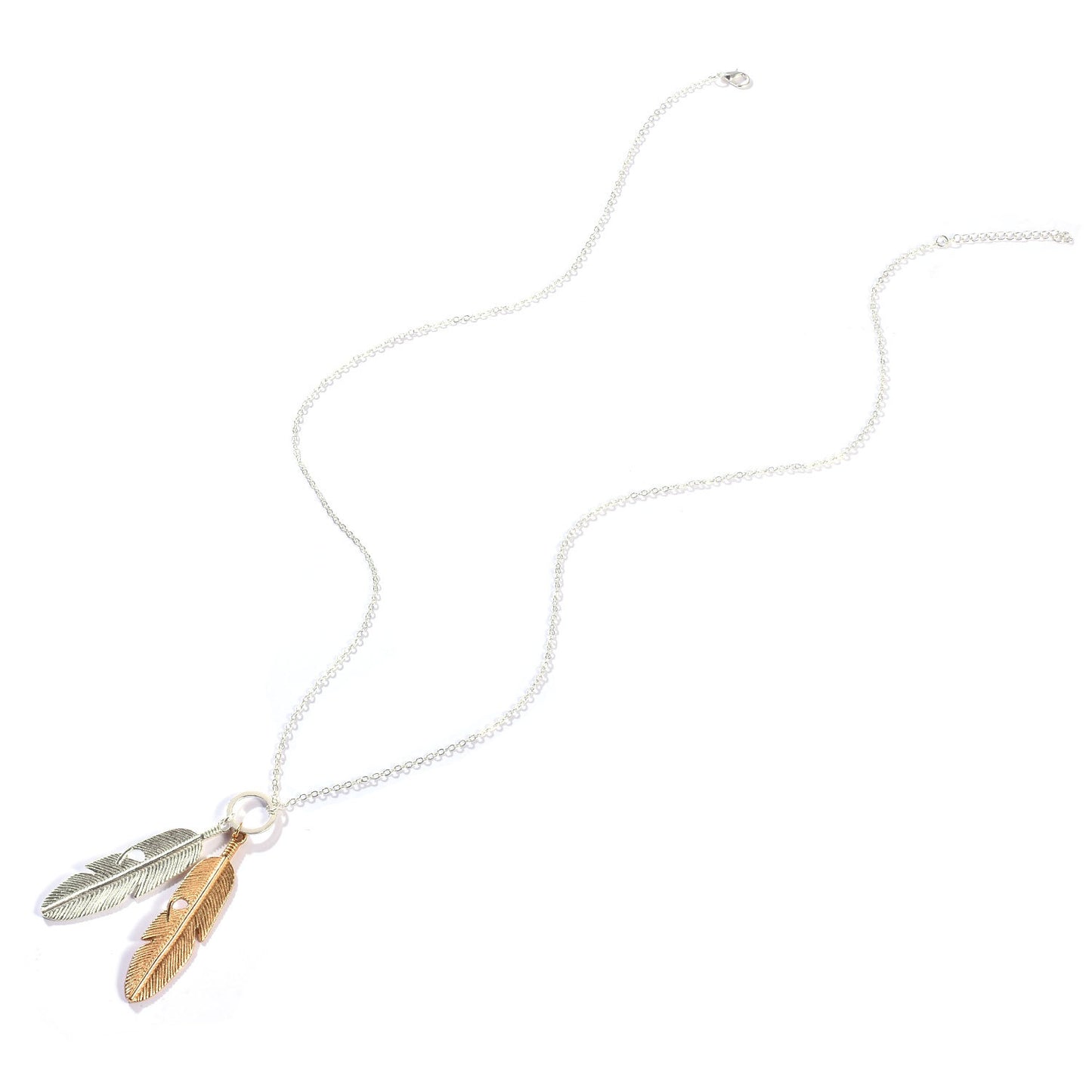 Women's Alloy Leaf Pendant Necklace with Cross Chain Fashion Jewelry for Clavicle