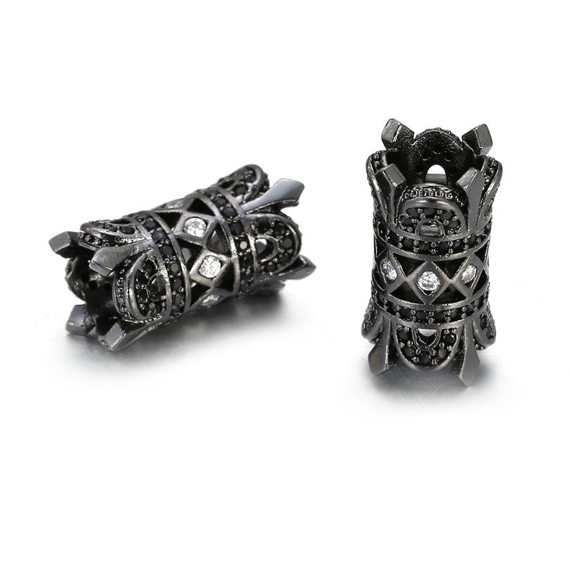 Round Brass Plated Cubic Zirconia Inlaid Hollow Tube Charm Bar for DIY Bracelet Necklace