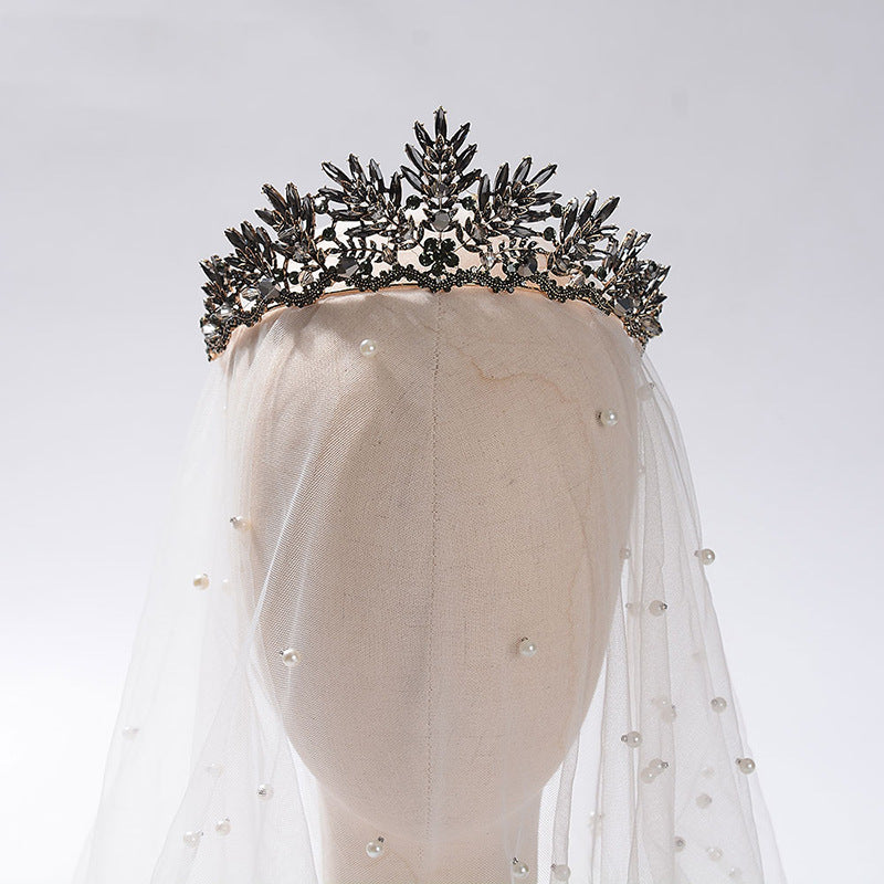 Cerchietto a corona in lega con strass e fiori barocchi per donne, regalo per matrimonio e compleanno