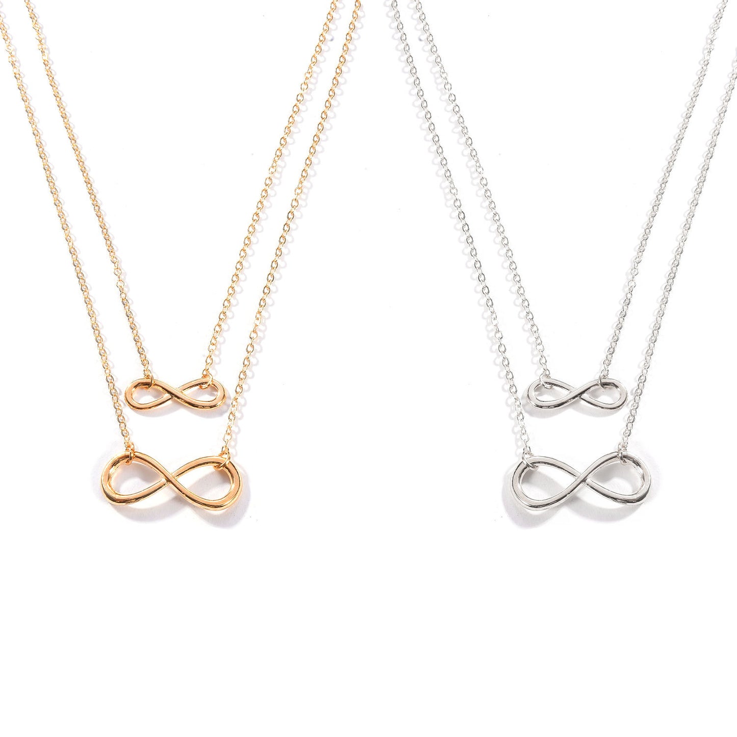 Minimalist Lucky Number 8 Double Layer Short Necklace for Women Alloy Pendant Chain Jewelry