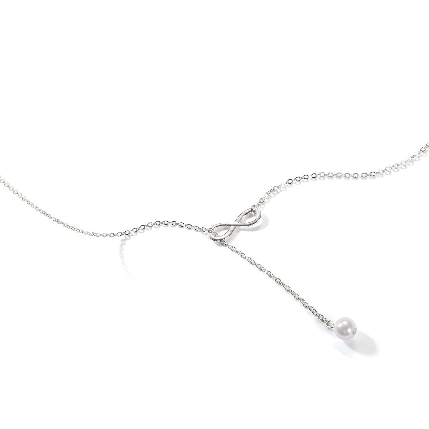 Fashion Pearl Short Clavicle Necklace with Lucky Number 8 Pendant for Women Minimalist Jewelry