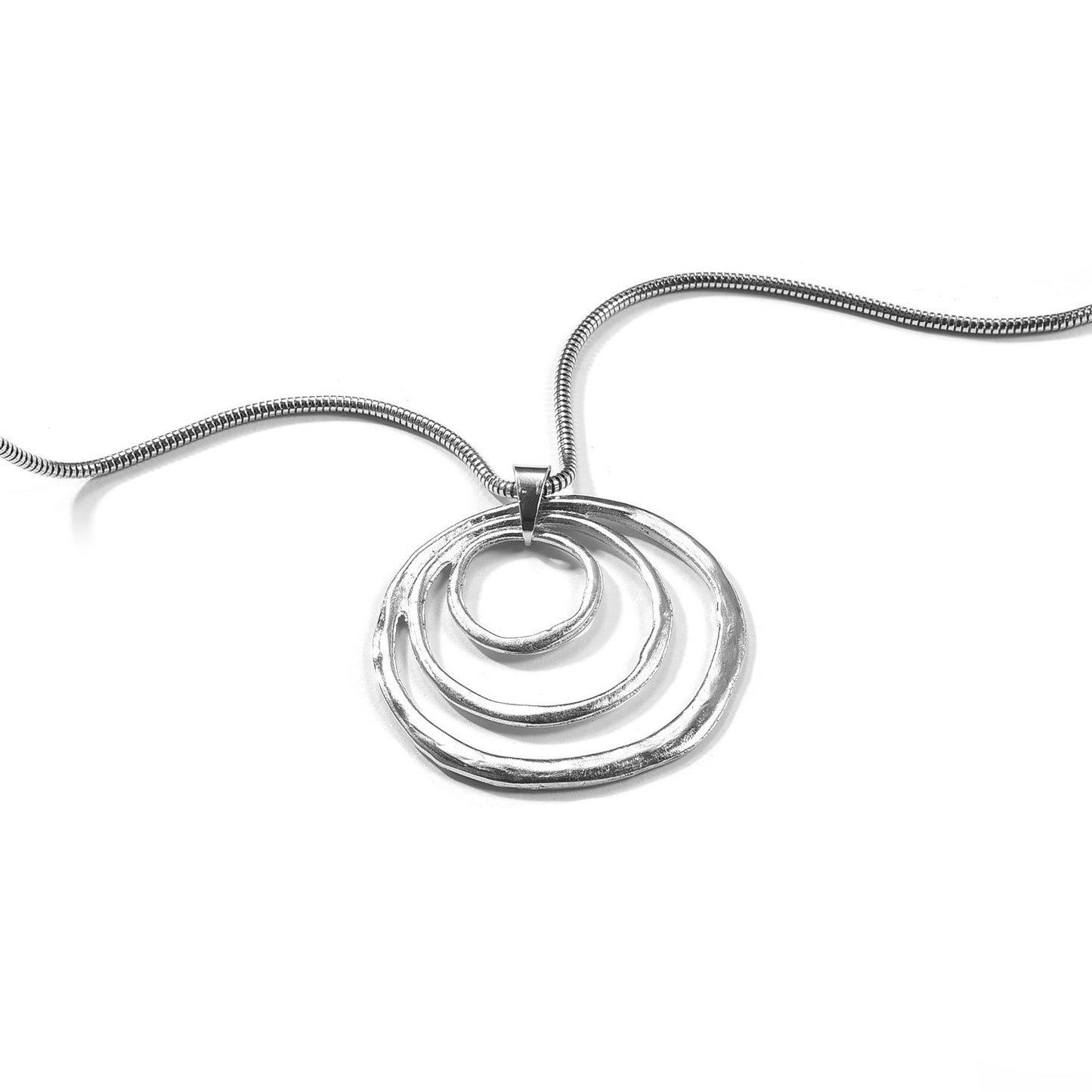 Vintage Fashion Circle Pendant Necklace for Women Alloy Snake Chain Sweater Necklace