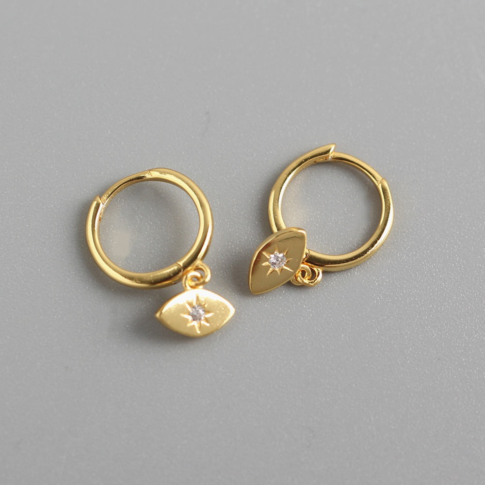 Orecchini a Cerchio Minimalisti Unici Occhio Sole in Argento Sterling 925