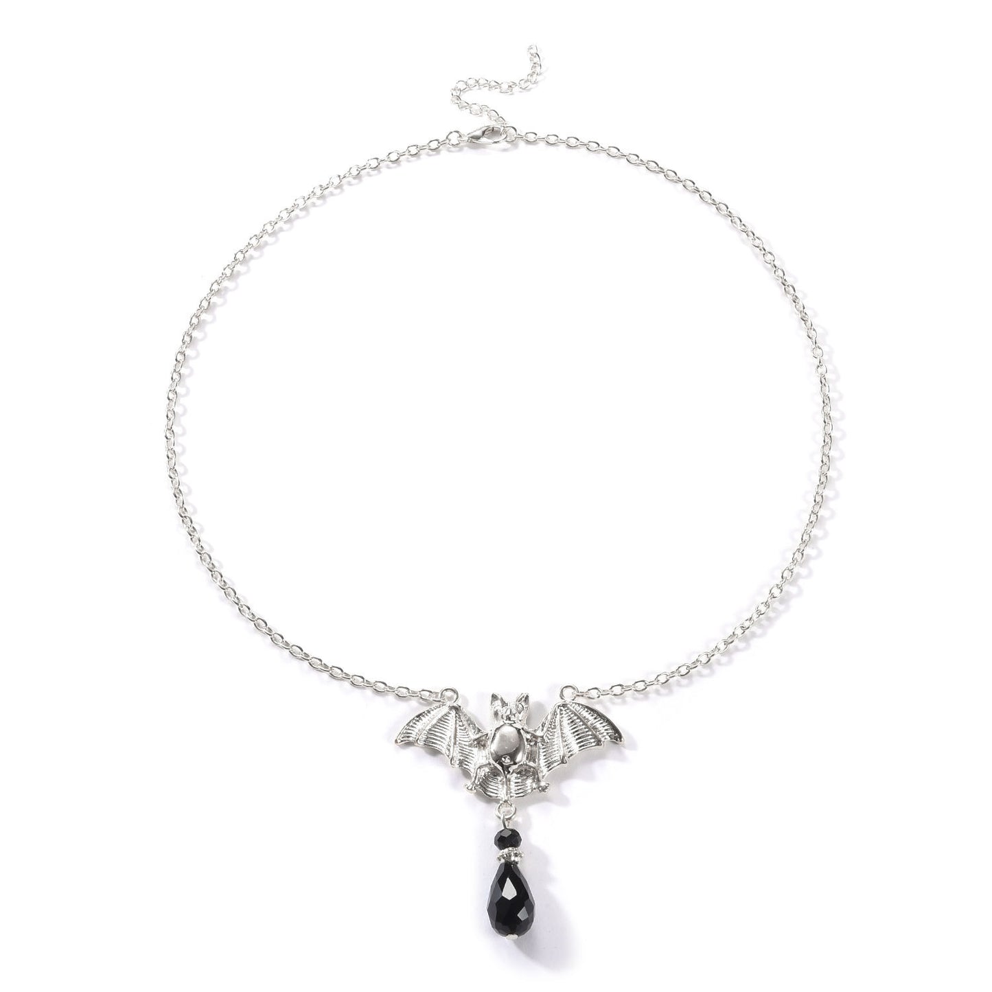 Minimalist Geometric Bat Pendant Necklace for Women Alloy Chain with Rhinestone Accents