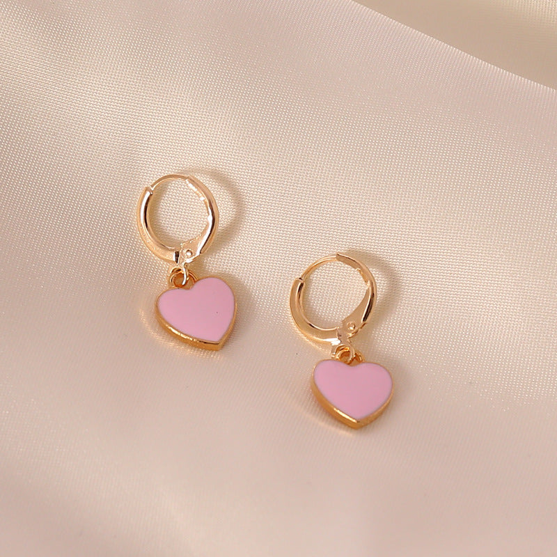 Orecchini a perno da donna in lega con gocce a cuore, minimalisti ed eleganti