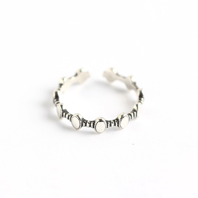 Geometric Round Polished 925 Sterling Silver Ring for Women