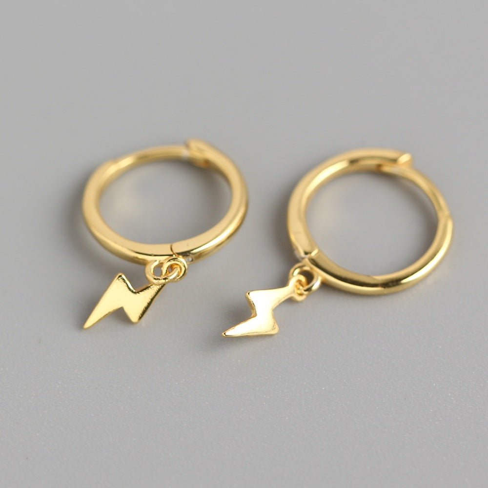 Orecchini a forma di fulmine lucidi, minimalistici e dolci, in argento sterling 925, da donna