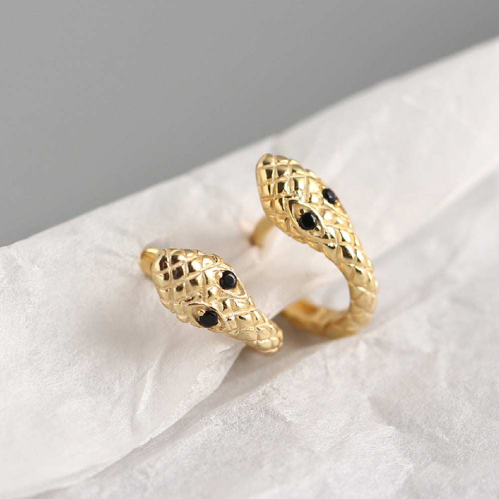 Orecchini a cerchio serpente in argento sterling 925 di lusso Streetwear