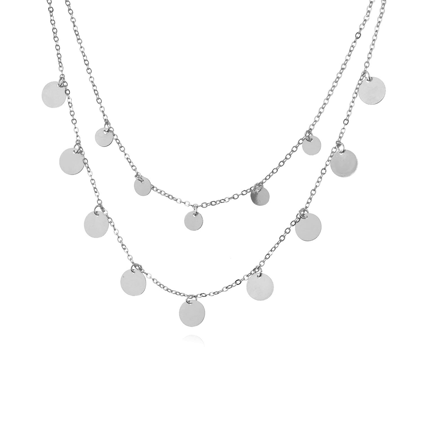 Double Layer Shiny Sequin Necklace Geometric Pendant Fashion Women's Clavicle Chain
