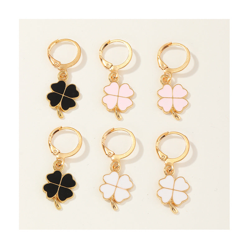 Pendientes minimalistas de mariposa de aleación con acabado esmaltado, pendientes colgantes con forma de hoja para mujer