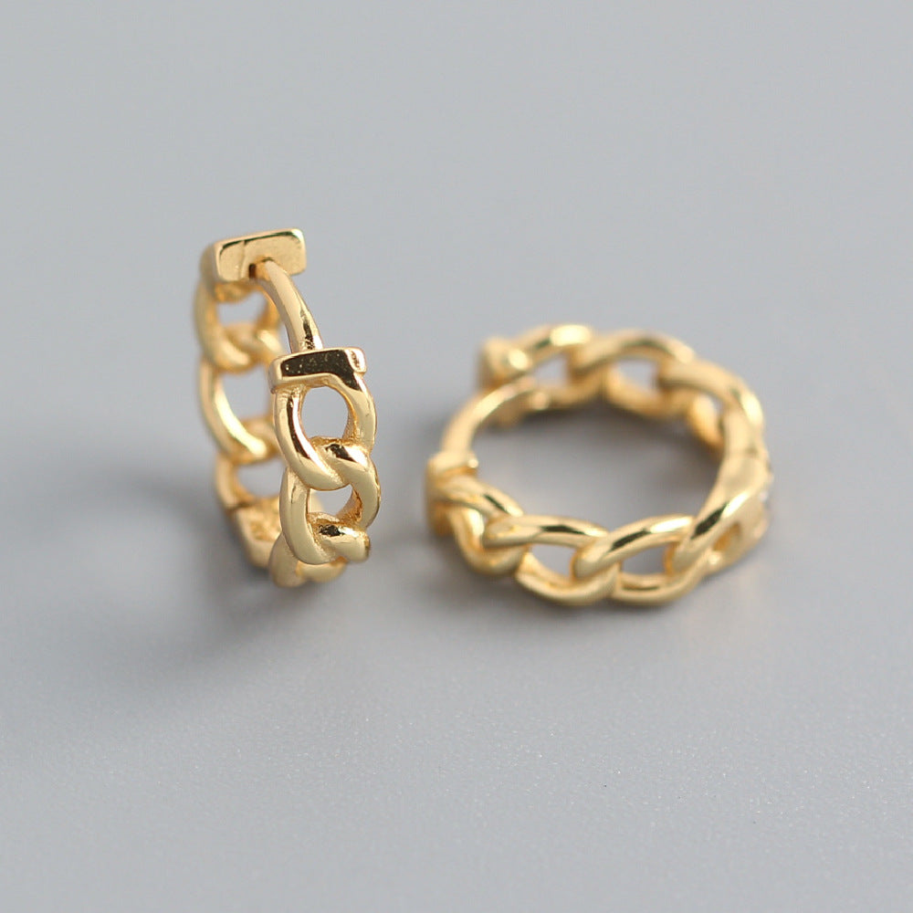 Eleganti Orecchini a Cerchio Placcati Geometrici in Argento Sterling 925 da Donna