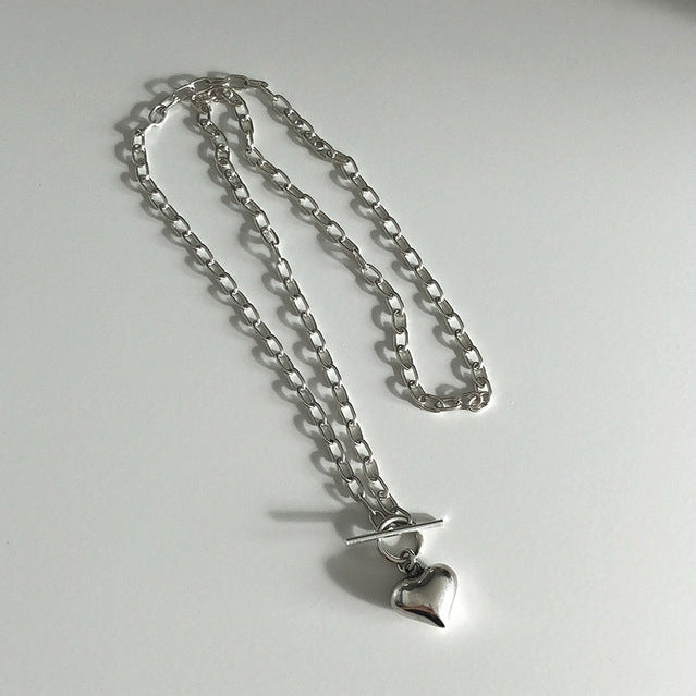 Collana con ciondolo geometrico a cuore placcato oro in argento sterling 925, catena a sfere, stile minimalista vintage
