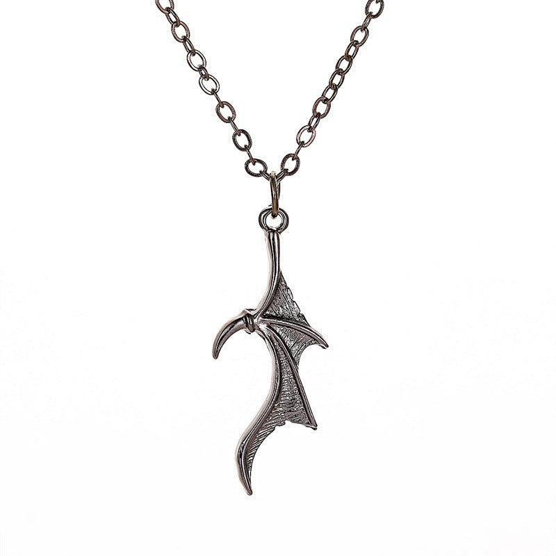 Collar de ala vintage minimalista de aleación con cadena cruzada y colgante de corazón, joyería de moda para mujer