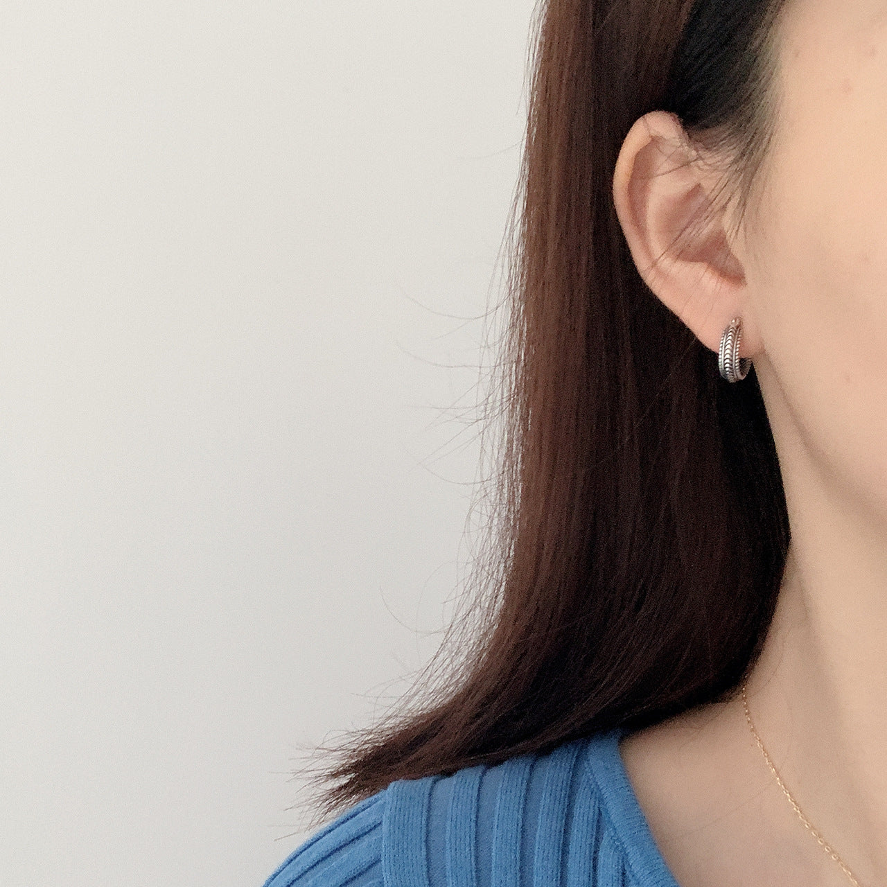 French Style S925 Sterling Silver Vintage Minimalist Letter Earrings for Women, Geometric Ring Design, Plated Jewelry