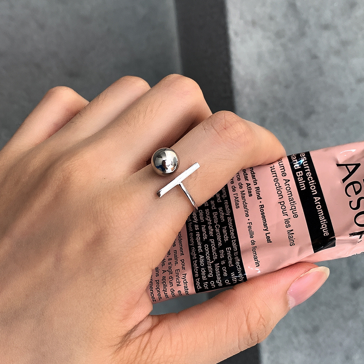 Anillo Geométrico Redondo Minimalista de Plata de Ley 925 para Mujer