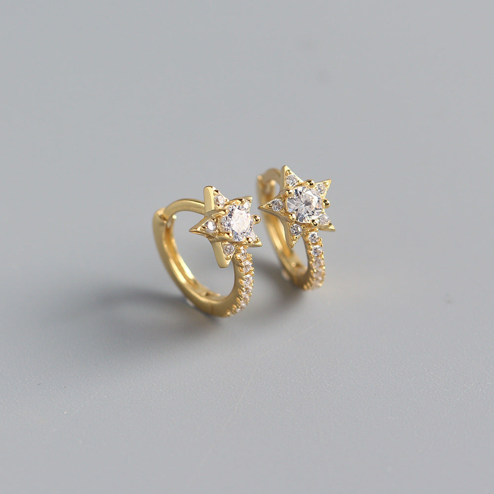 Orecchini a perno a stella in argento sterling 925 con intarsio di strass