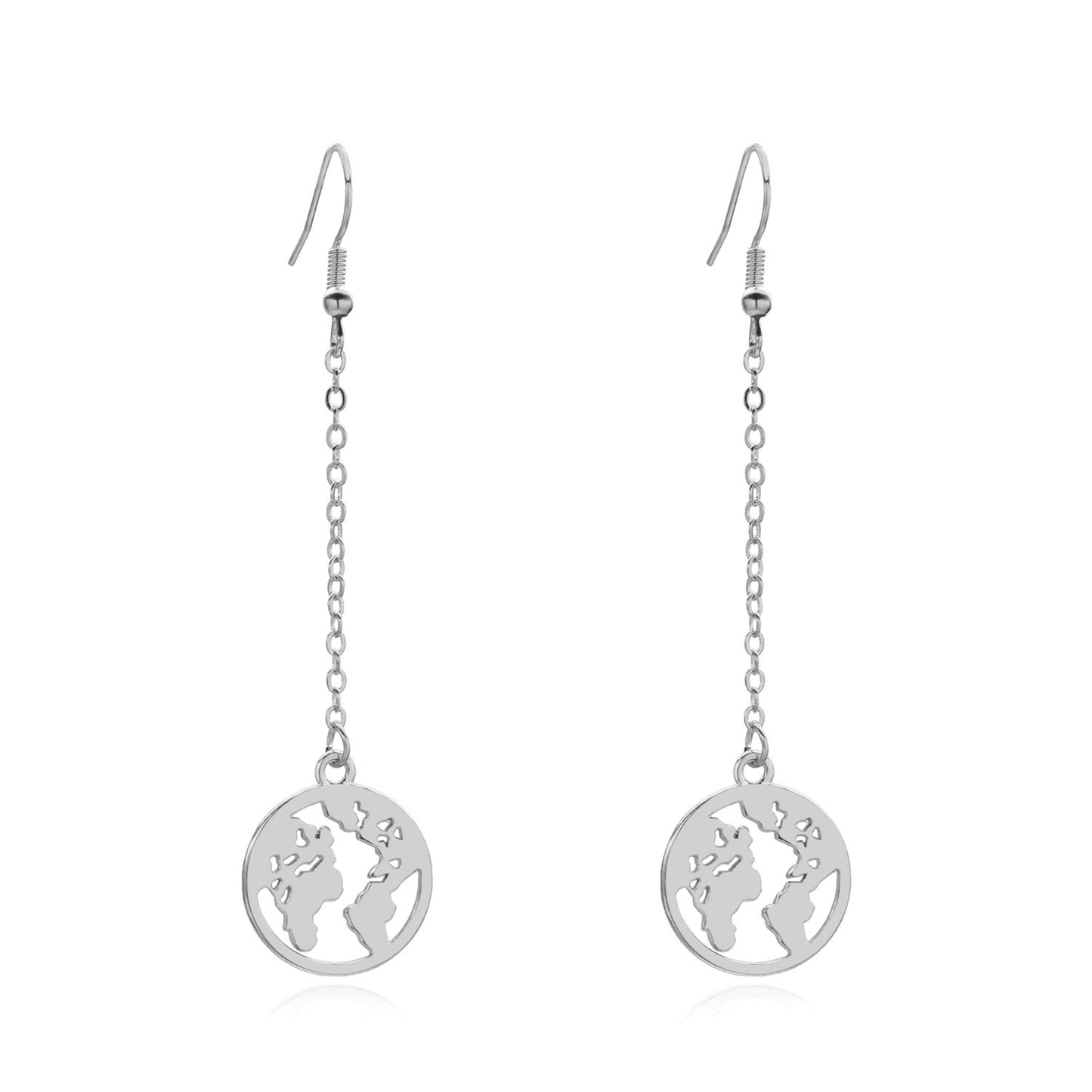 Minimalist Geometric Alloy Earrings for Women, Long Style Circular Design, Plated Jewelry, Fashion Accessories
