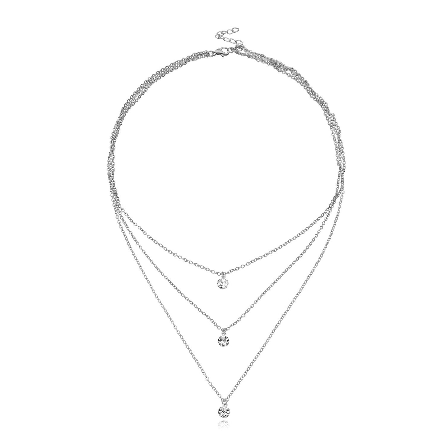 Minimalist Fashion Geometric Rhinestone Alloy Cross Chain Necklace for Women
