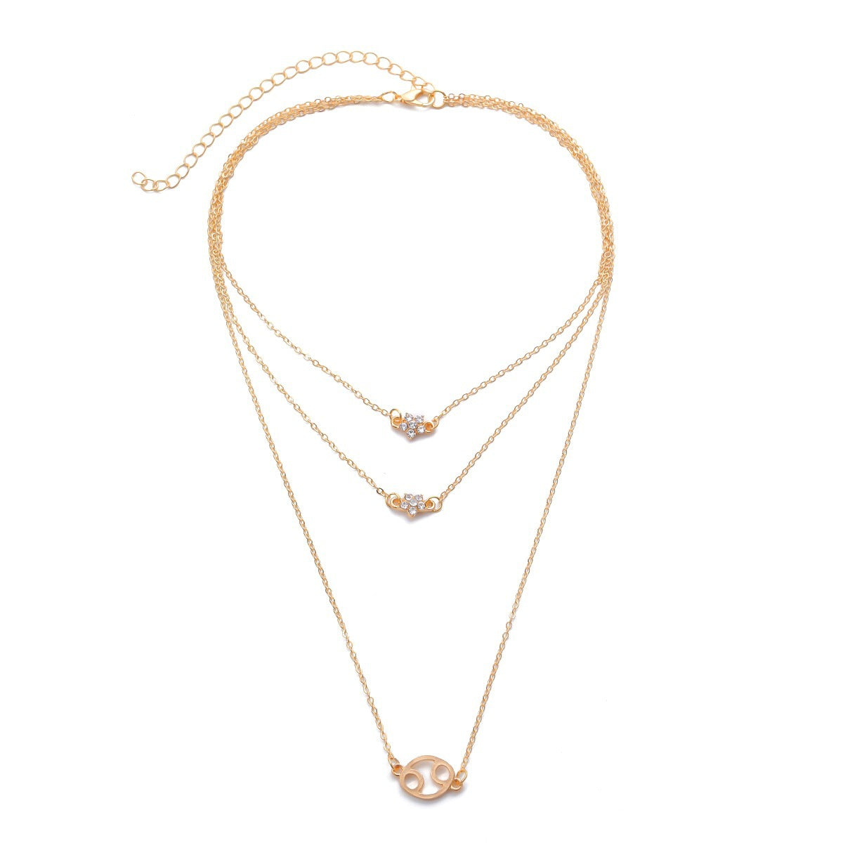 Collar con colgante de estrella geométrica minimalista para mujer, aleación con incrustaciones de diamantes de imitación, cadena de eslabones retorcidos chapados, diseño de moda
