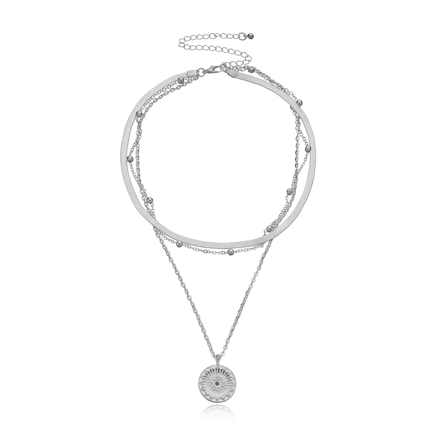 Collana Minimalista con Pendente Geometrico da Donna, Catena a Croce in Lega con Intarsio in Madreperla, Gioielli Eleganti Stratificati