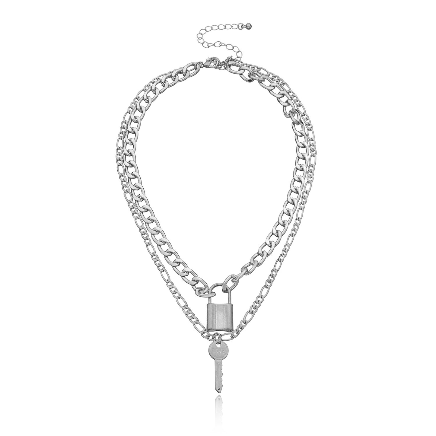 Women's Geometric Lock Shape Pendant Necklace Alloy Aluminum Chain Plated Fashion Statement Jewelry