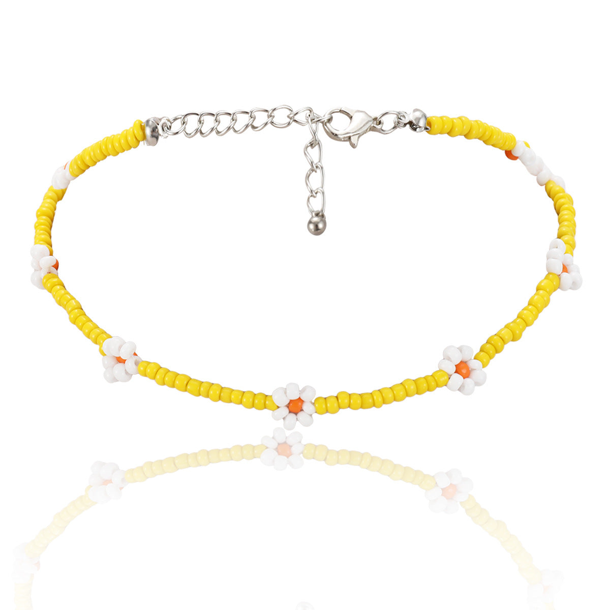 Bohemian Floral Beaded Woven Daisy Necklace for Women