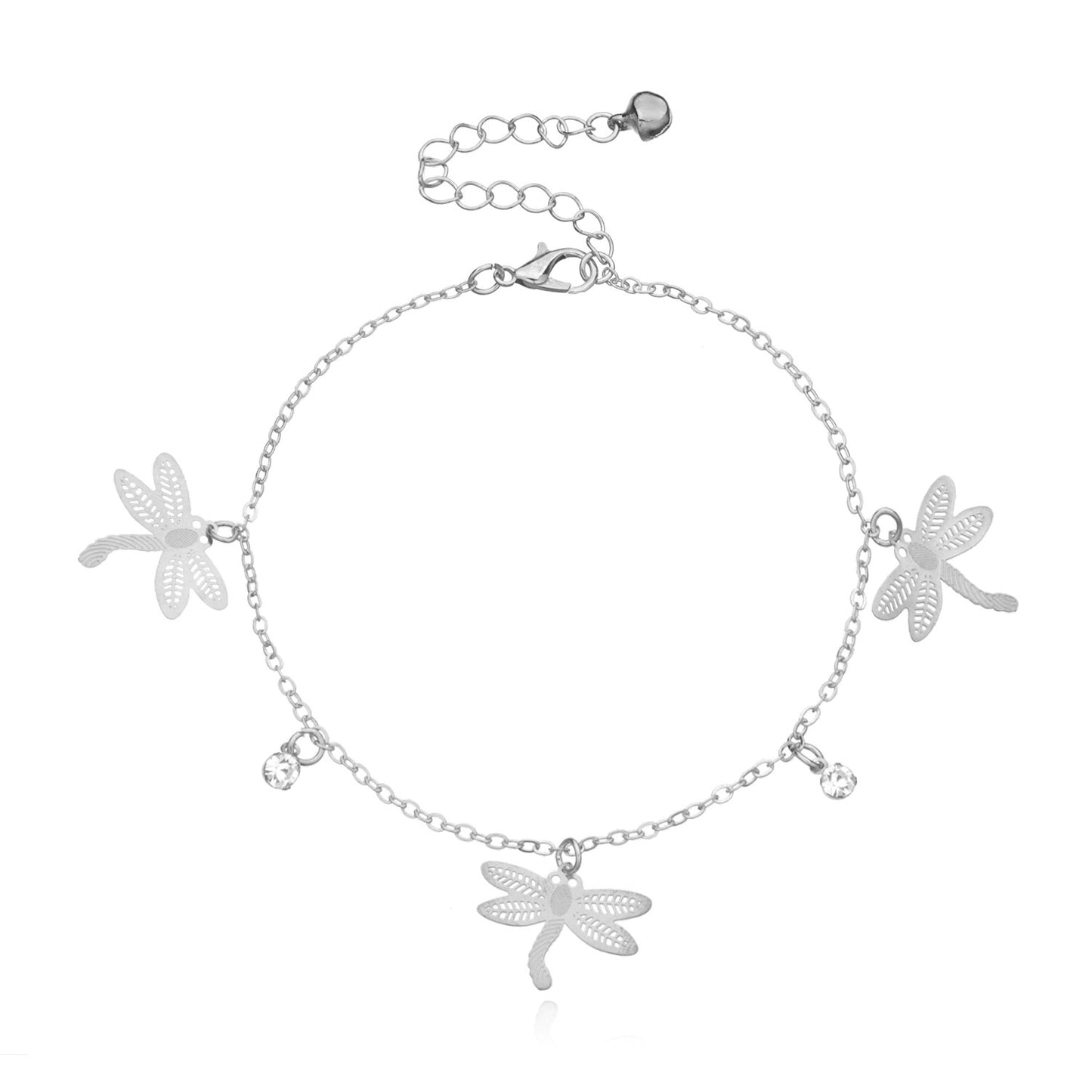 Women's Minimalist Bohemian Alloy Butterfly Anklet with Delicate Rhinestone Details for Beach, Travel, Wedding Gift