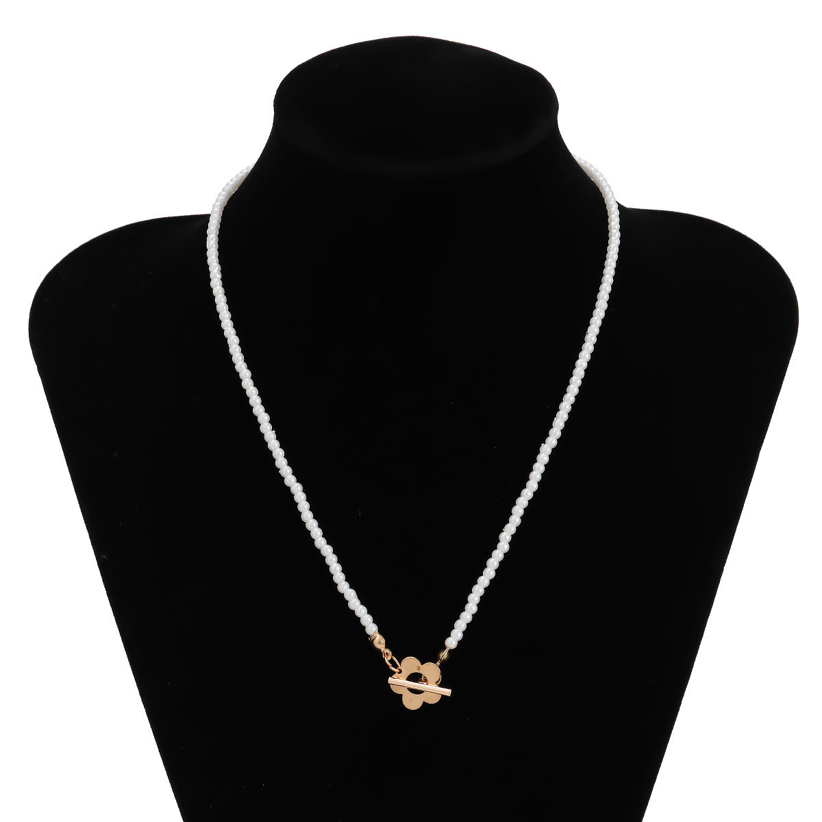 Collana di perle floreali da donna fatta a mano con intarsi a forma di cuore, perline rotonde in metallo, gioielli a catena