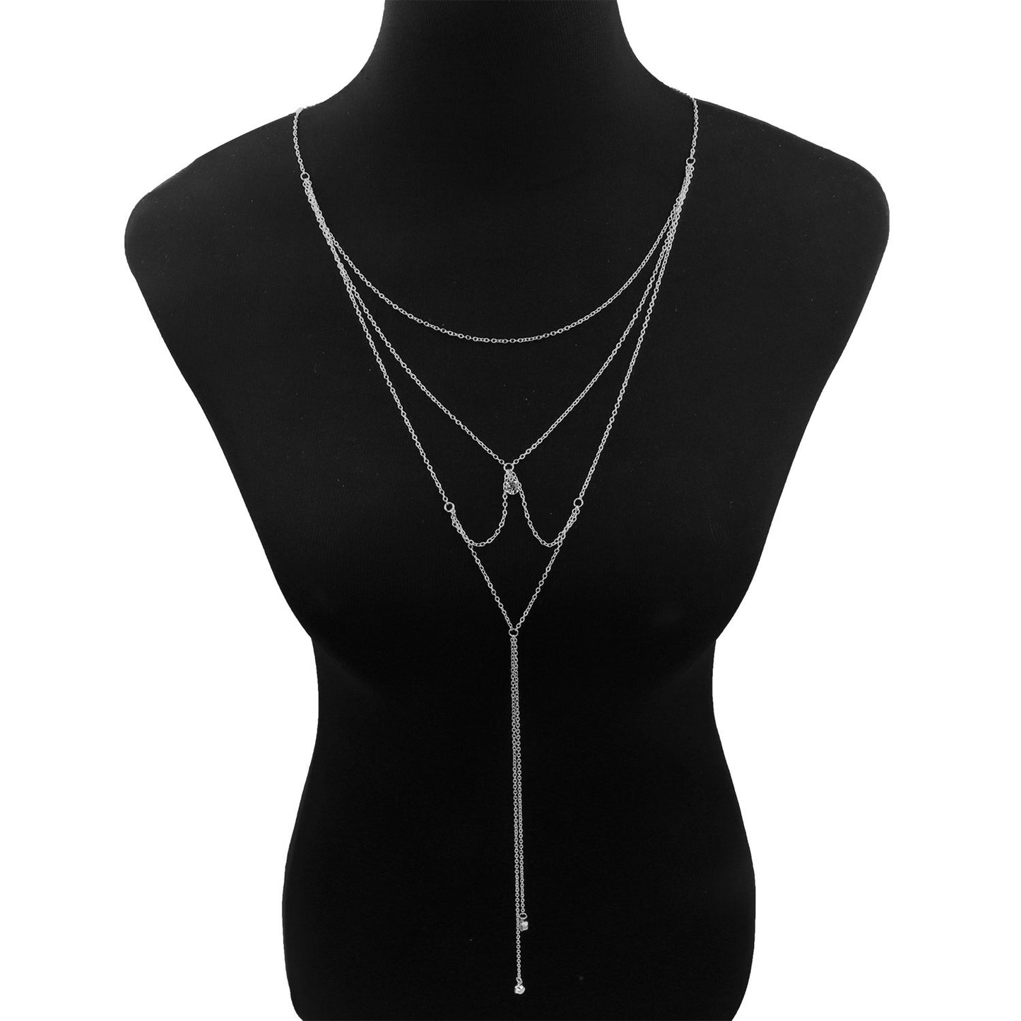 Collar de cadena cruzada geométrica para mujer, cadena corporal de aleación, joyería de moda de verano